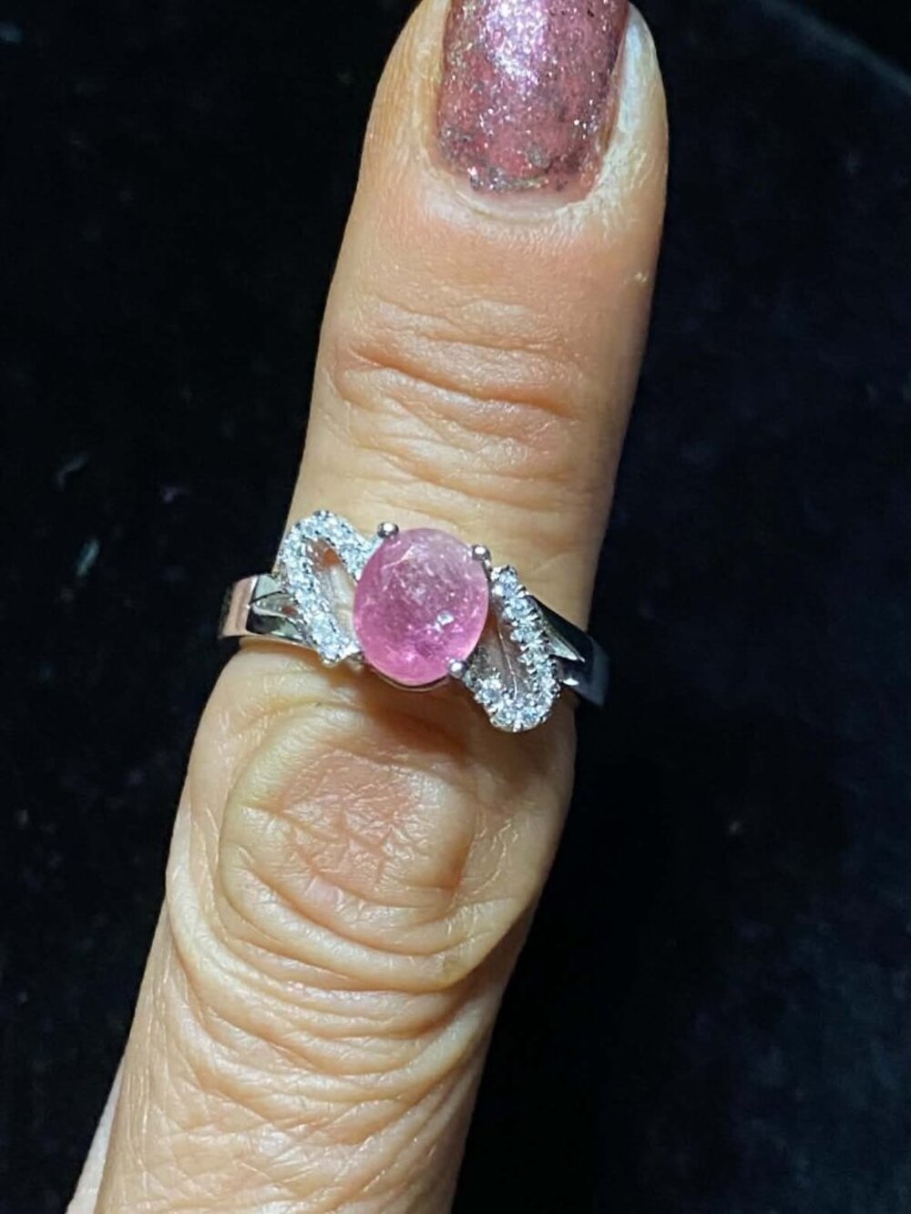 .925 Sterling Sterling Natural Pink Ruby Oval Gemstone July Birthday Ring